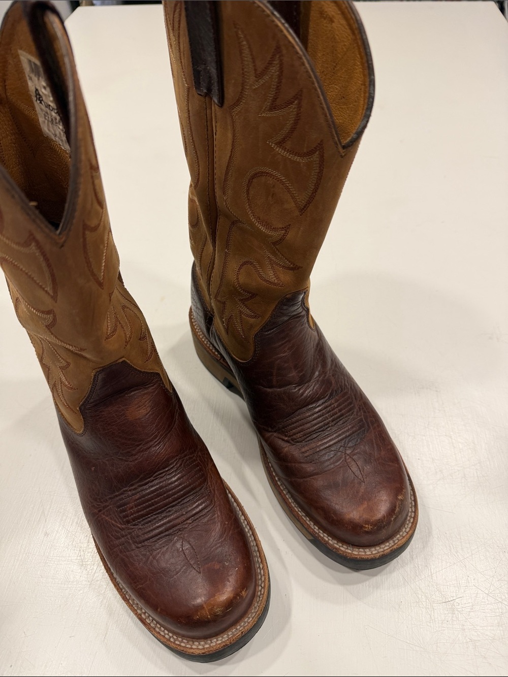 Rocky Two-Tone Brown and Tan Leather Cowboy Boots